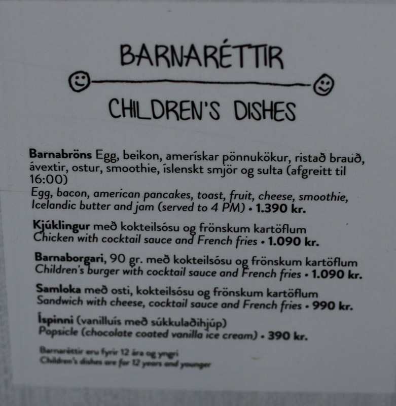 kids menu cafe paris